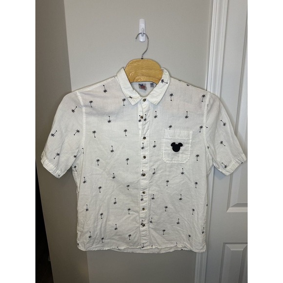 Disney Junk Food Button Up Shirt Men's XL Mickey Mouse Hawaiian Palm Trees White - Picture 2 of 8